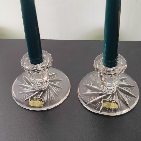 Pair of vintage | Pinwheel Crystal 🕯️ Candle stick holders | made in Poland - Picture 6 of 16